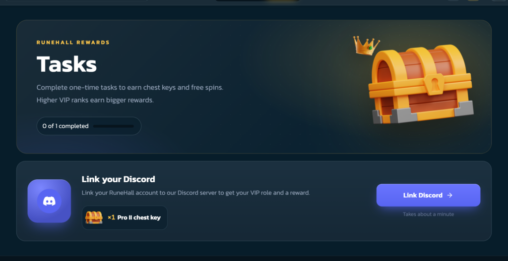 Link your Discord to complete your first task.